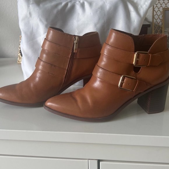 Shoes - Franco Sarto Cognac Leather Booties